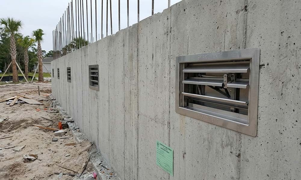 Concrete foundation flood vents