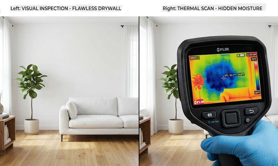 Thermal scan reveals moisture