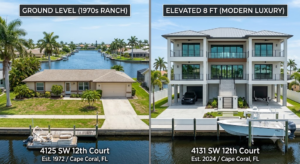 Waterfront home elevation comparison