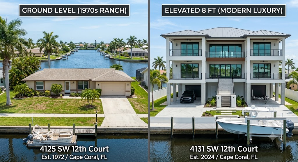 Waterfront home elevation comparison